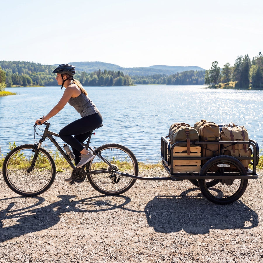 Bike Cargo Trailer Heavy-Duty Bicycle Wagon Cart with Universal Hitch-Black