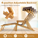 Birch Wood Chaise Lounge Chair Foldable Beach Chair with Adjustable Canopy