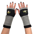 Bird Applique Arm Warmers | Fingerless Gloves in Black, Pink, or Green