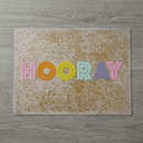 Birthday Girl/Boy "Hooray" Glitter Confetti Single Placemat | Reusable Vinyl Table Place Mat for Birthday Parties