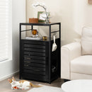 Cat Litter Box Enclosure with Louvered Door and 3-Tier Shelf