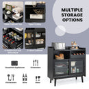 Kitchen Buffet Sideboard with Wine Rack and Sliding Door-Black