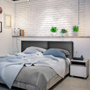 Upholstered Wall Mounted Headboard with Tufted Button Linen Fabric