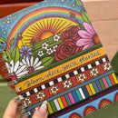 Bloom Where You're Planted Spiral Notebook | Woodburned Flowers & Rainbow Designs Journal