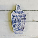 Blue Jar 2D Vase Shaped Wood Decor | Hand Painted Floral Designs | Decorative Wooden Ancient Vase Stander