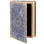 Blue Medallion Book Box | Decorative Vintage Book Shaped Storage Stash Trinket Boxes