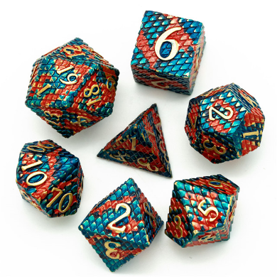 Foam Brain Games - Blue-Fire Dragon Scale RPG Dice Set