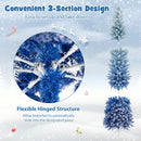 7 Feet Blue Gradient Snow Flocked Artificial Christmas Tree-Blue