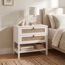 Rattan Nightstand with 2 Drawers and Open Shelf