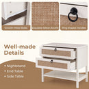 Rattan Nightstand with 2 Drawers and Open Shelf