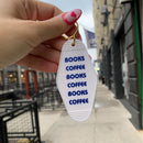 Books Coffee Books Coffee Motel Style Keychain in White