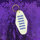 Books Coffee Books Coffee Motel Style Keychain in White