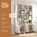 Bookshelf with 4 Doors and 2 Anti-Tipping Kits for Home Office