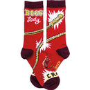 Boss Lady Whipcrack Socks Funny Novelty Red Power Socks