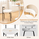 Boucle Dining Chair with Curved Backrest and Metal Legs Set of 2-White