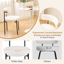 Boucle Dining Chair with Curved Backrest and Metal Legs Set of 2-White