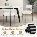 Boucle Dining Chair with Curved Backrest and Metal Legs Set of 4-White