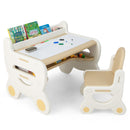 Kids Drawing Table and Chair Set with Watercolor Pens and Blackboard Eraser