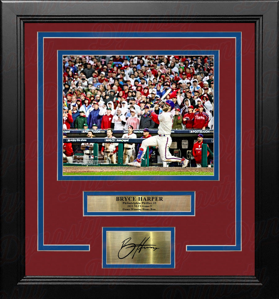 Bryce Harper NLCS Game 5 Home Run Philadelphia Phillies 8x10 Framed Photo with Engraved Autograph