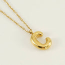 Bubble Shape Initials 18K Gold Plated Pendant Necklace | Alphabet Letter Charm Necklace