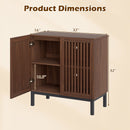 Buffet Cabinet with Storage 32" Wooden Sideboard Coffee Bar Station-Walnut