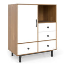 Buffet Sideboard Mid Century Modern Storage Cabinet with 4 Drawers and Open Compartment