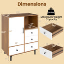 Buffet Sideboard Mid Century Modern Storage Cabinet with 4 Drawers and Open Compartment