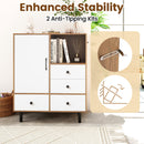 Buffet Sideboard Mid Century Modern Storage Cabinet with 4 Drawers and Open Compartment