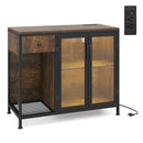 Buffet Sideboard with Doors Power Outlets and LED Light