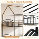 Bunk Bed Twin Over Twin House Bunk Bed Frame with Metal Slats