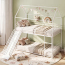 Bunk Bed Twin Over Twin House Bunk Bed Frame with Metal Slats