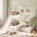 Bunk Bed Twin Over Twin House Bunk Bed Frame with Metal Slats
