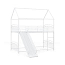 Bunk Bed Twin Over Twin House Bunk Bed Frame with Metal Slats