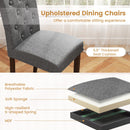 Button Tufted Fabric Upholstered Wooden Dining Chair Set of 2 with High Curved Back