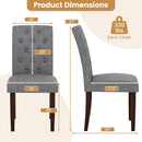 Button Tufted Fabric Upholstered Wooden Dining Chair Set of 2 with High Curved Back