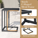 C-Shaped Side Table with Adjustable Foot Pads for Living Room Bedroom-Dark Gray