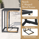 C-Shaped Side Table with Adjustable Foot Pads for Living Room Bedroom-Dark Gray