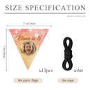 Personalized Photo Birthday Flag Banner with Name and Age - Custom Round Photo Pennant Bunting for Kids, Adults and Pets - Pink Peach or Blue
