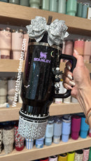 SILVER Glitter Tumbler Bow