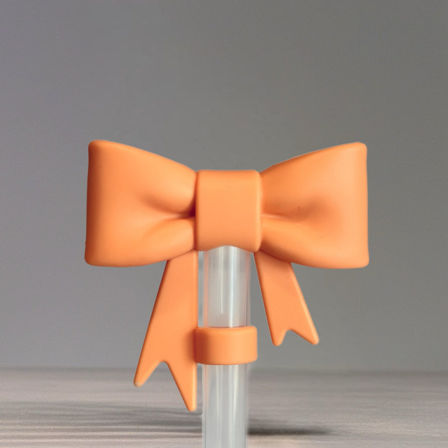 Creamy Orange 3D Bow Straw Topper