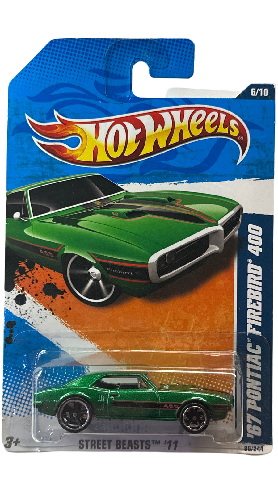 Hot Wheels Street Beasts 11 Green 67 Pontiac Firebird 400 Car 86/244