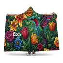 Personalized Tropical Floral Hooded Blanket | Custom Name Gift