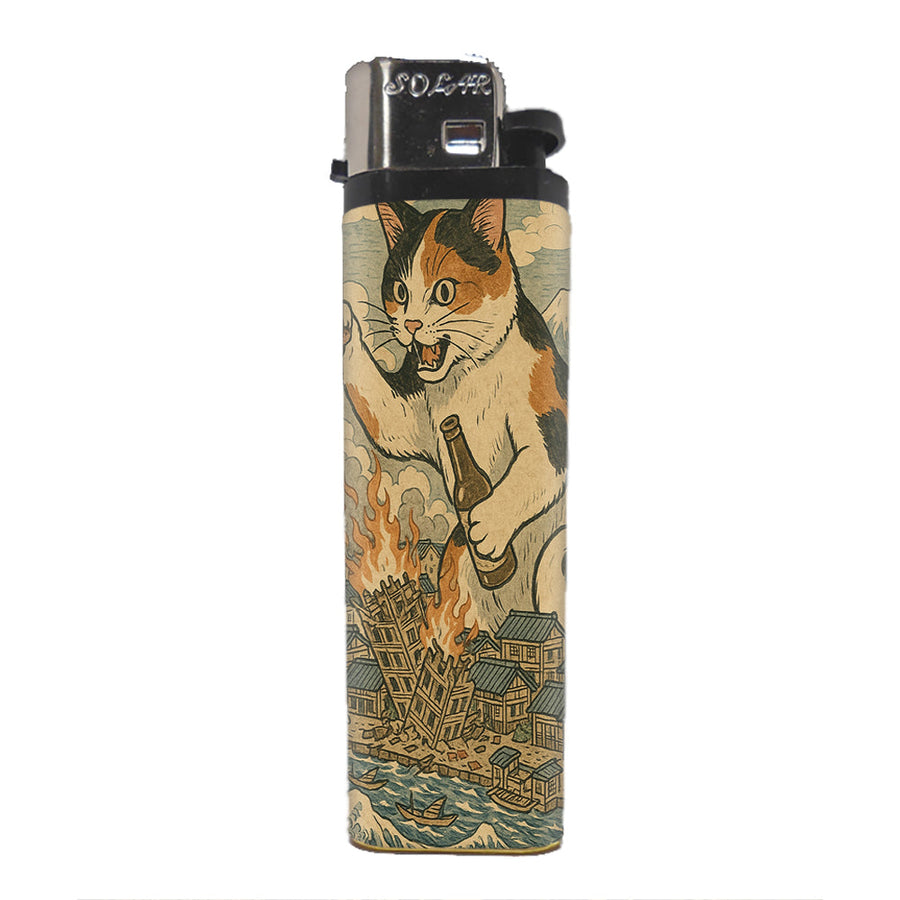 Cat Destroying City Ukiyo-E Basic Lighter