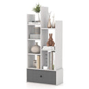 7-Tier Open-Back Bookshelf with Drawer