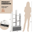 7-Tier Open-Back Bookshelf with Drawer