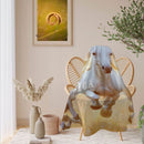 Personalized Round Unicorn Blanket | Custom Name | Three White Unicorns Golden Fantasy Throw Gift