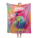 Personalized Rainbow Parrot Blanket with Name | Vibrant Bird Lover Gift | Custom Parrot Owner Gift