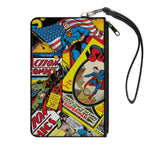 Canvas Zipper Wallet - LARGE - Classic ACTION COMICS and SUPERMAN Comic Book Covers Stacked