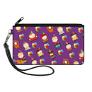 Canvas Zipper Wallet - LARGE - South Park Birthday Party Character Poses and Balloons Purple