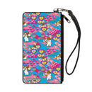 Canvas Zipper Wallet - SMALL - Gremlins The New Batch Gizmo Poses Peace Collage Blues/Pinks